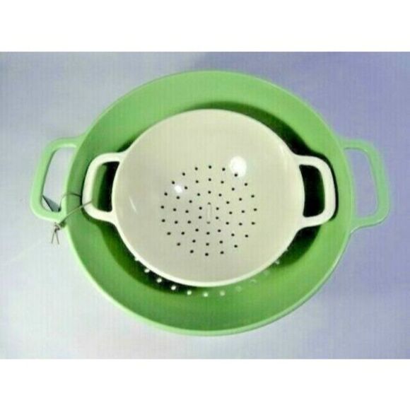 Pioneer Woman Garden Party Kitchen Colander Set Floral Plastic White Green - Picture 2 of 7